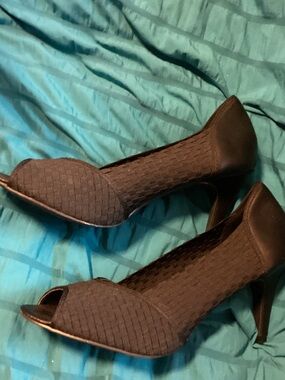 Dexflex Comfort by Dexter Black Peep-Toe Heels for Women Size 11